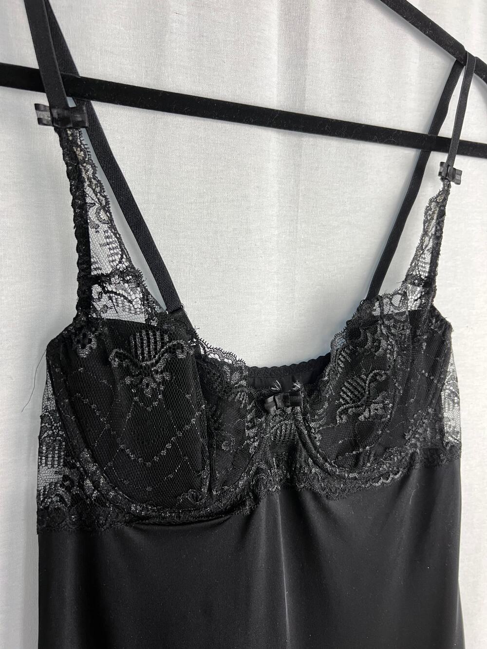 Whimsigoth Slip Dress Womens 36C Black Lace Bustier Lingerie Sexy Fairy Goth